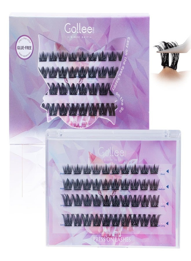 GOLLEE Self Adhesive Lash Clusters, Anime Lash Clusters Manga Lashes No Glue Needed Self Adhesive Eyelashes, Reusable Preglued Eyelash Glueless Lash Easy Eyelashes for Beginners - Image 1